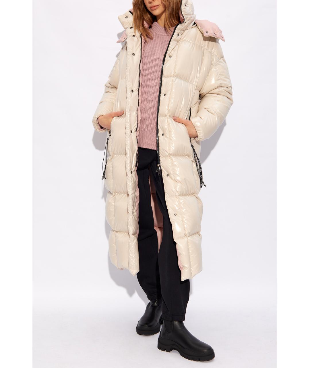 MONCLER Бежевый полиамидовый пуховик, фото 3