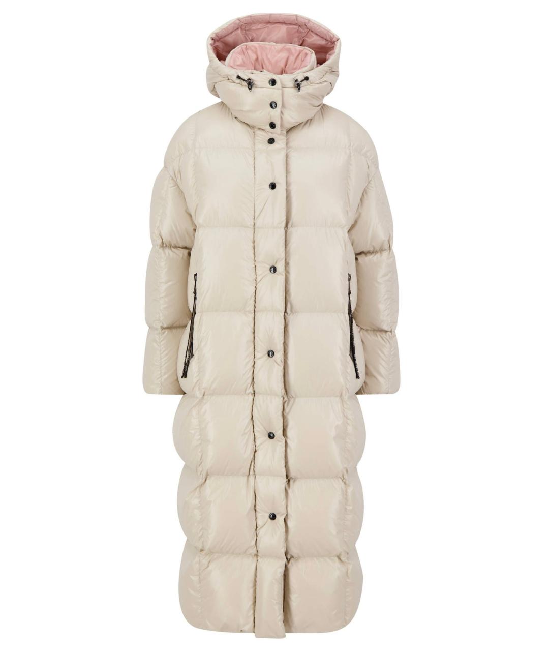 MONCLER Бежевый полиамидовый пуховик, фото 8