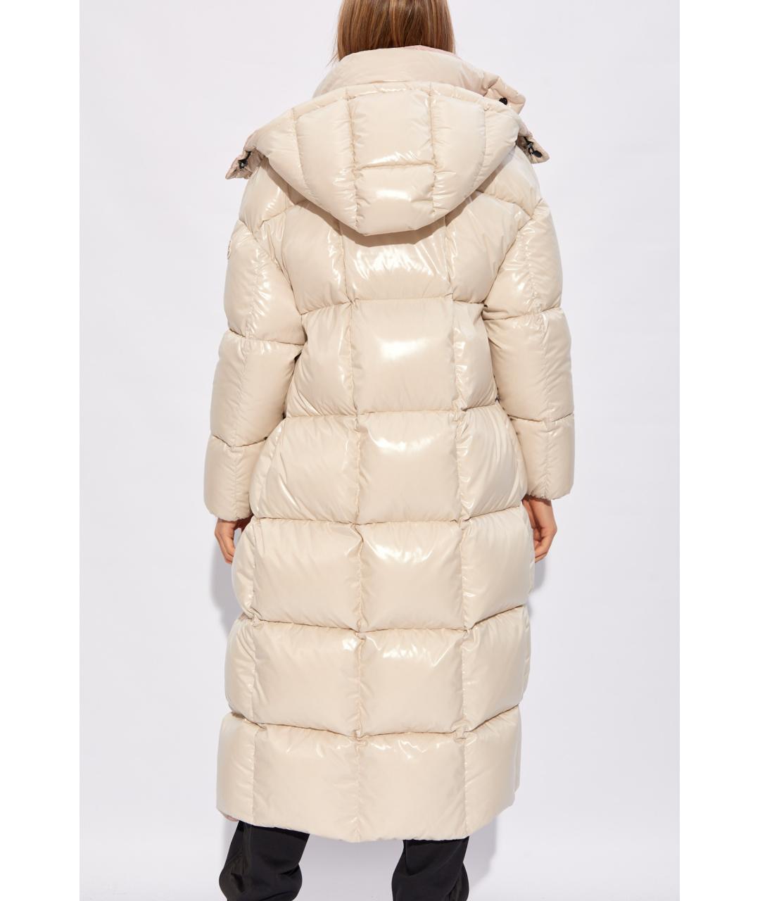 MONCLER Бежевый полиамидовый пуховик, фото 5