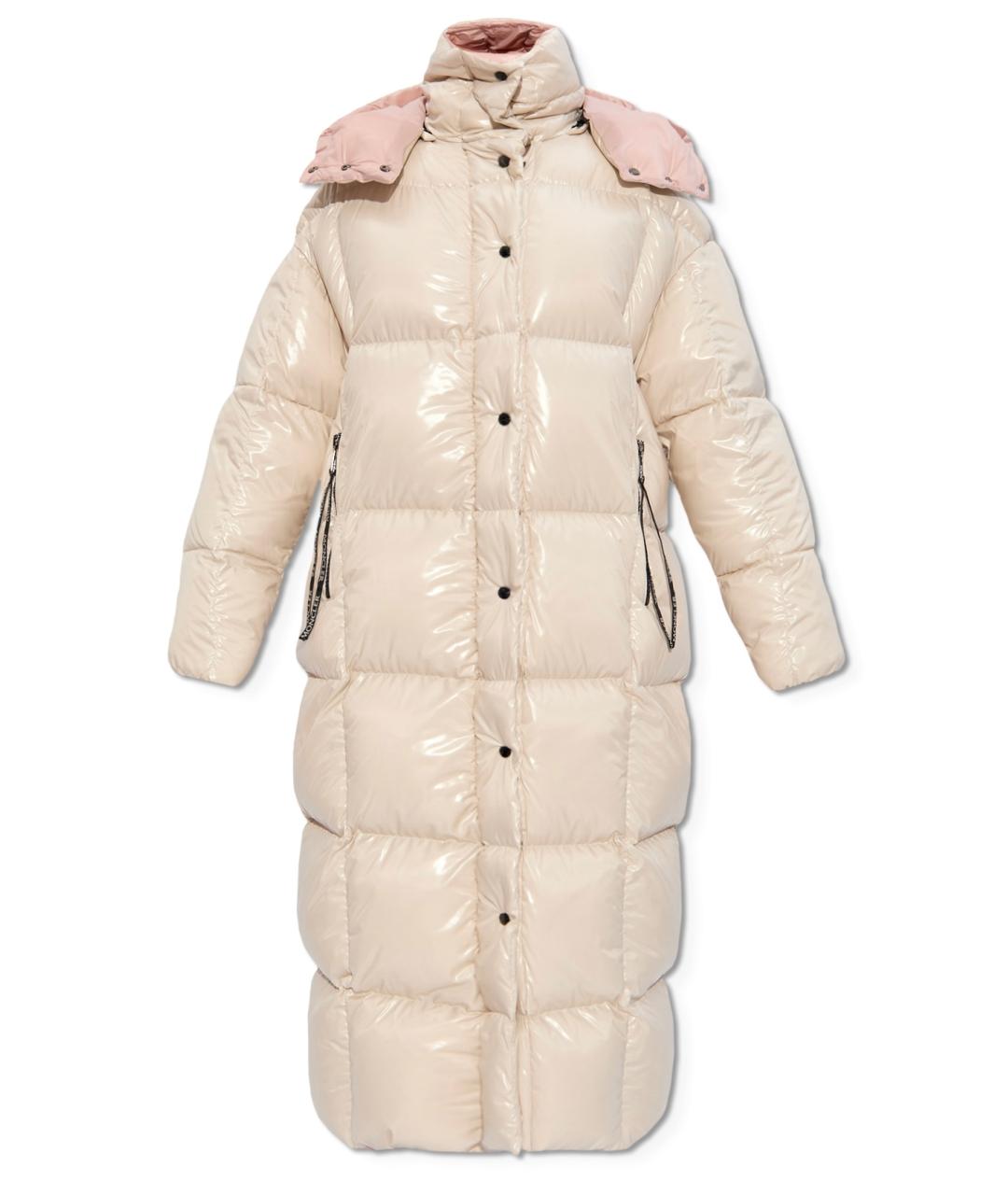 MONCLER Бежевый полиамидовый пуховик, фото 9