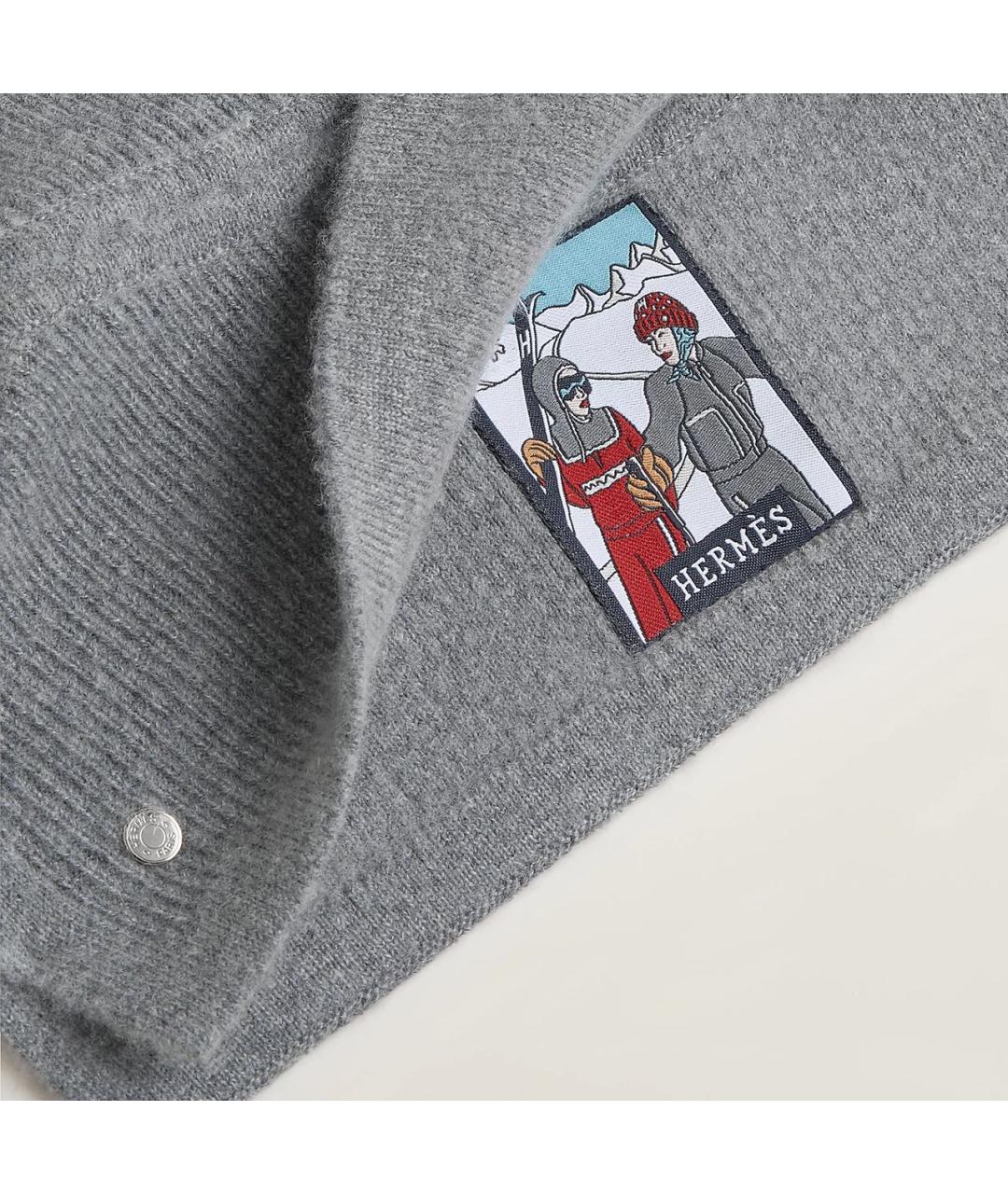 HERMES Серый шерстяной капюшон, фото 3