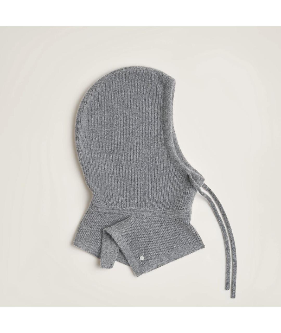 HERMES Серый шерстяной капюшон, фото 5