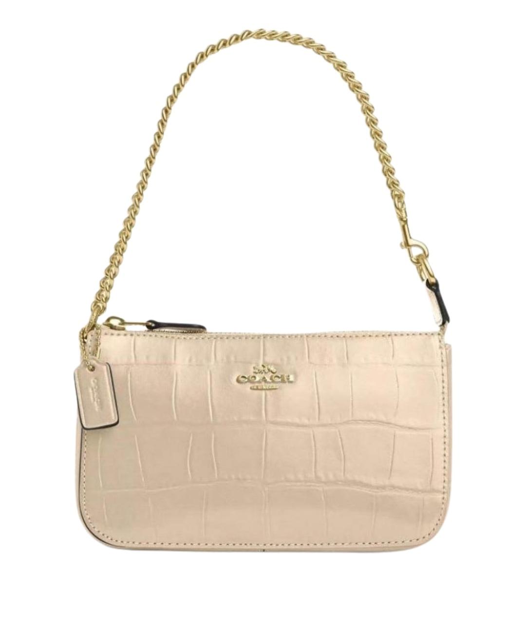COACH Бежевая кожаная сумка через плечо, фото 1