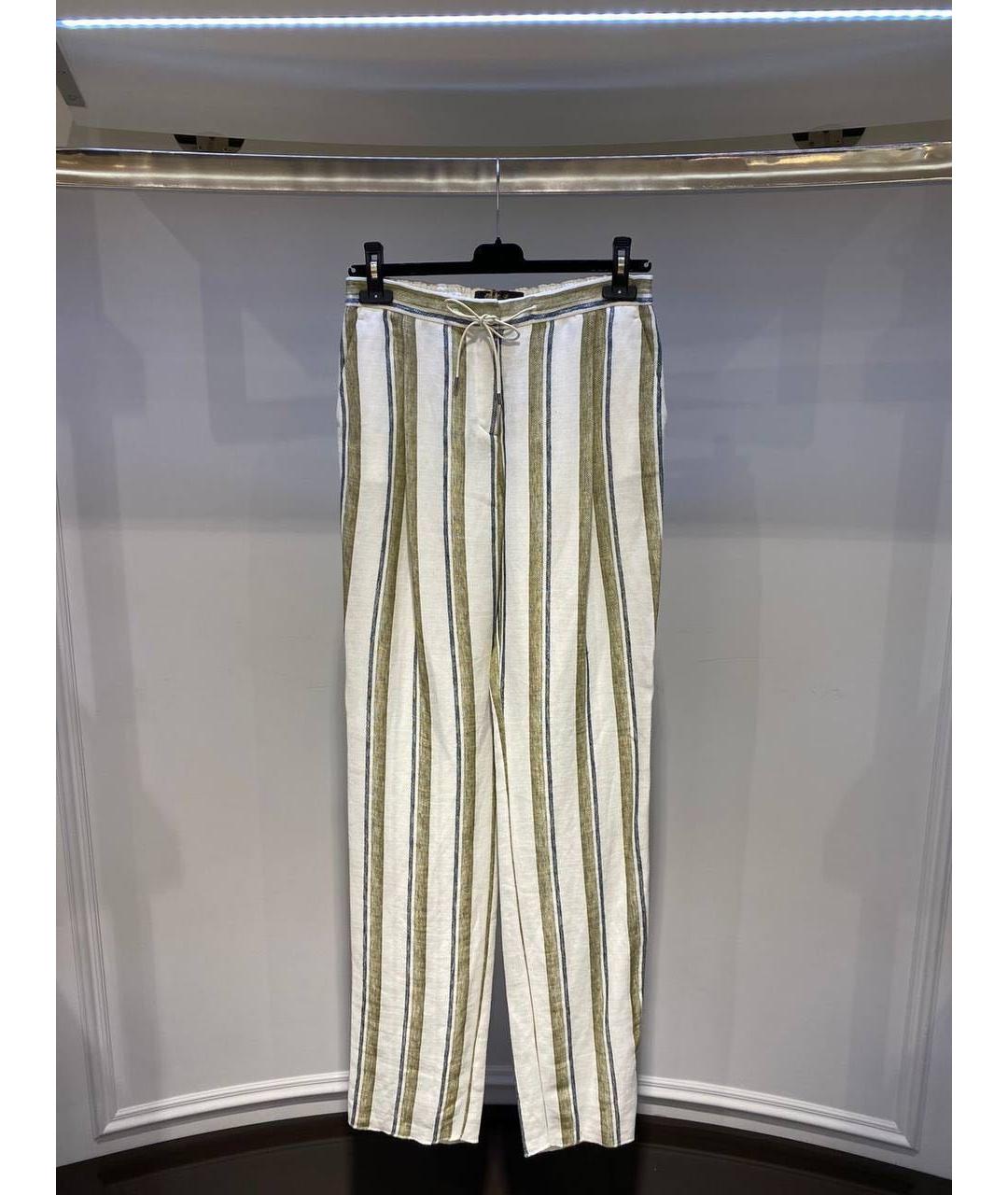 LORO PIANA Бежевые льняные брюки широкие, фото 3