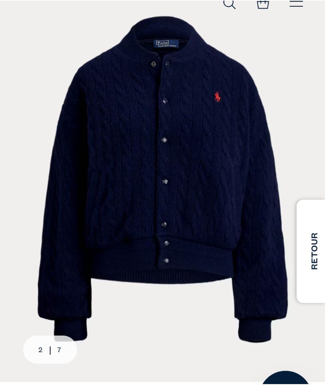 POLO RALPH LAUREN Темно-синий шерстяной кардиган, фото 4