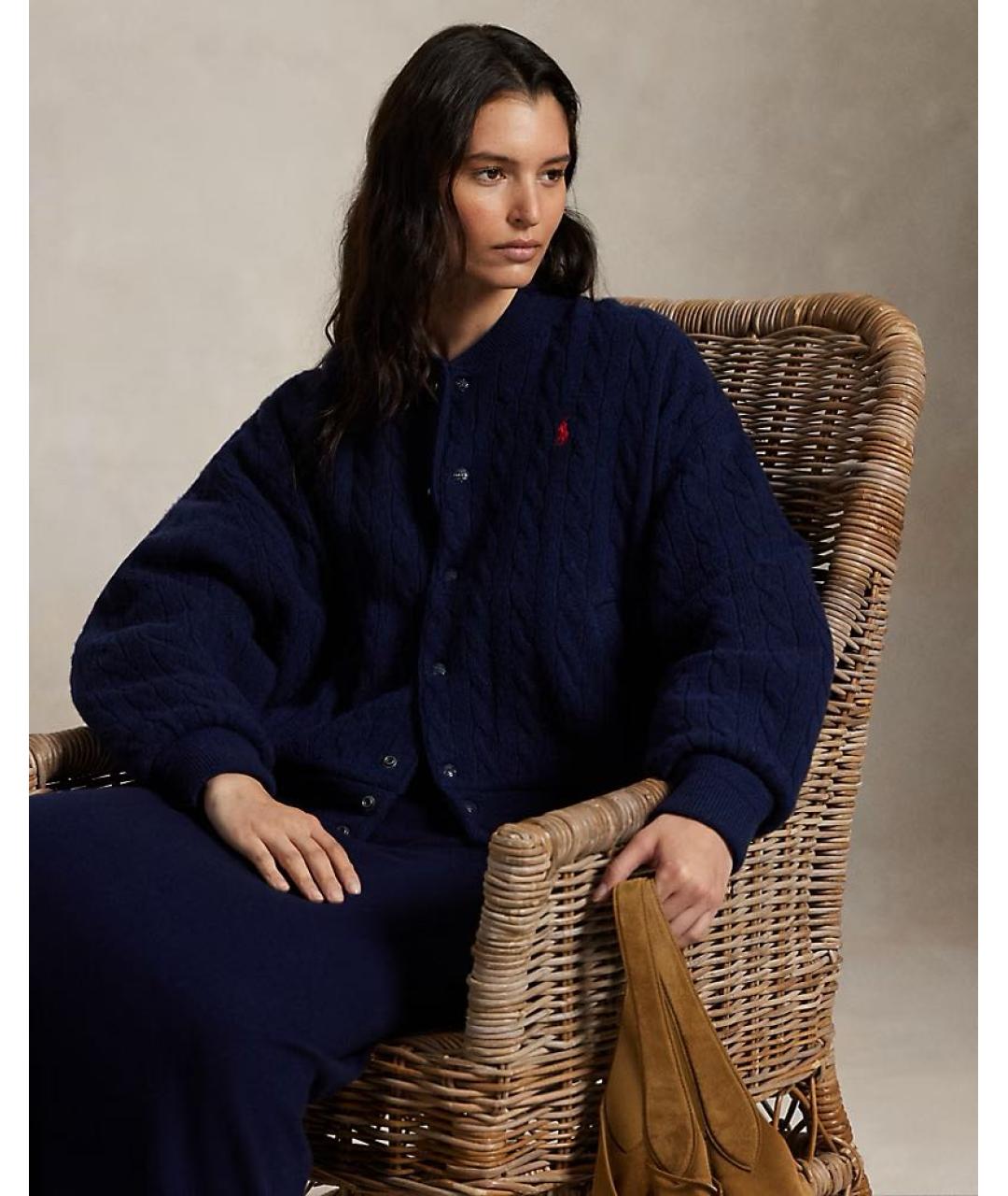 POLO RALPH LAUREN Темно-синий шерстяной кардиган, фото 2