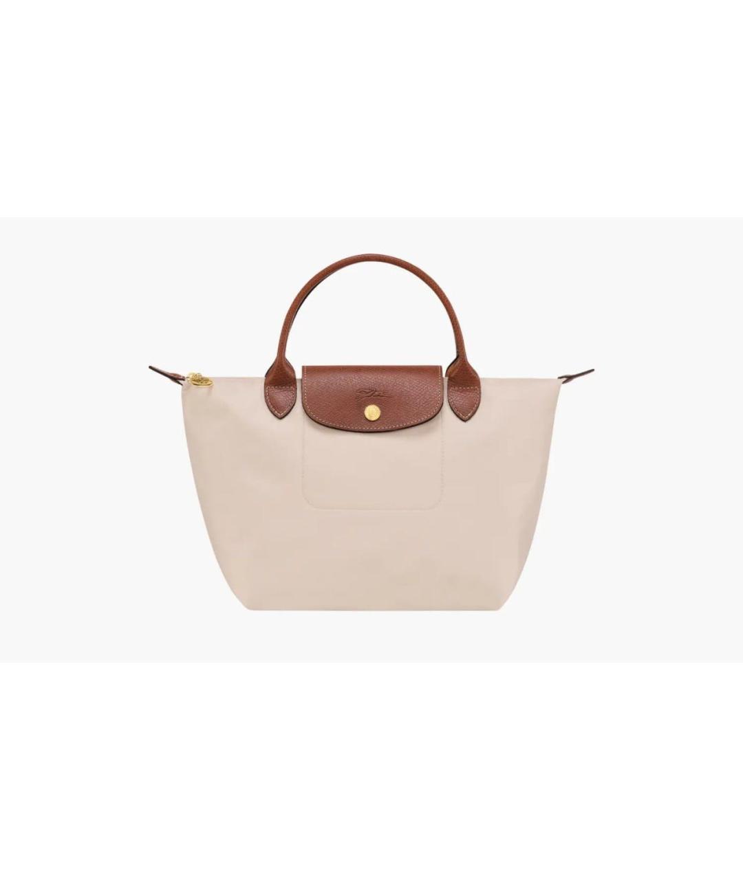 LONGCHAMP Бежевая тканевая сумка с короткими ручками, фото 4