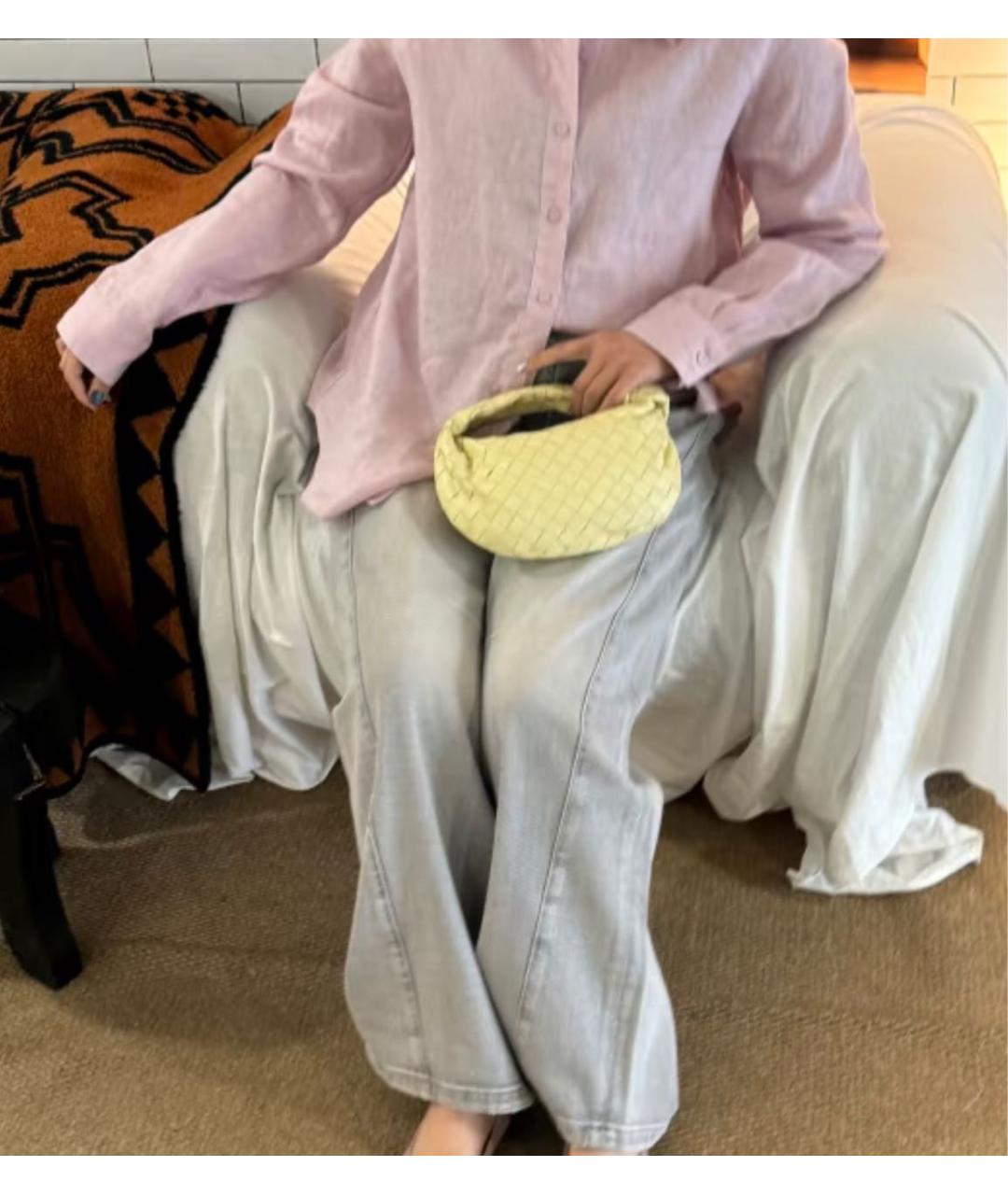 BOTTEGA VENETA Желтая кожаная сумка с короткими ручками, фото 4