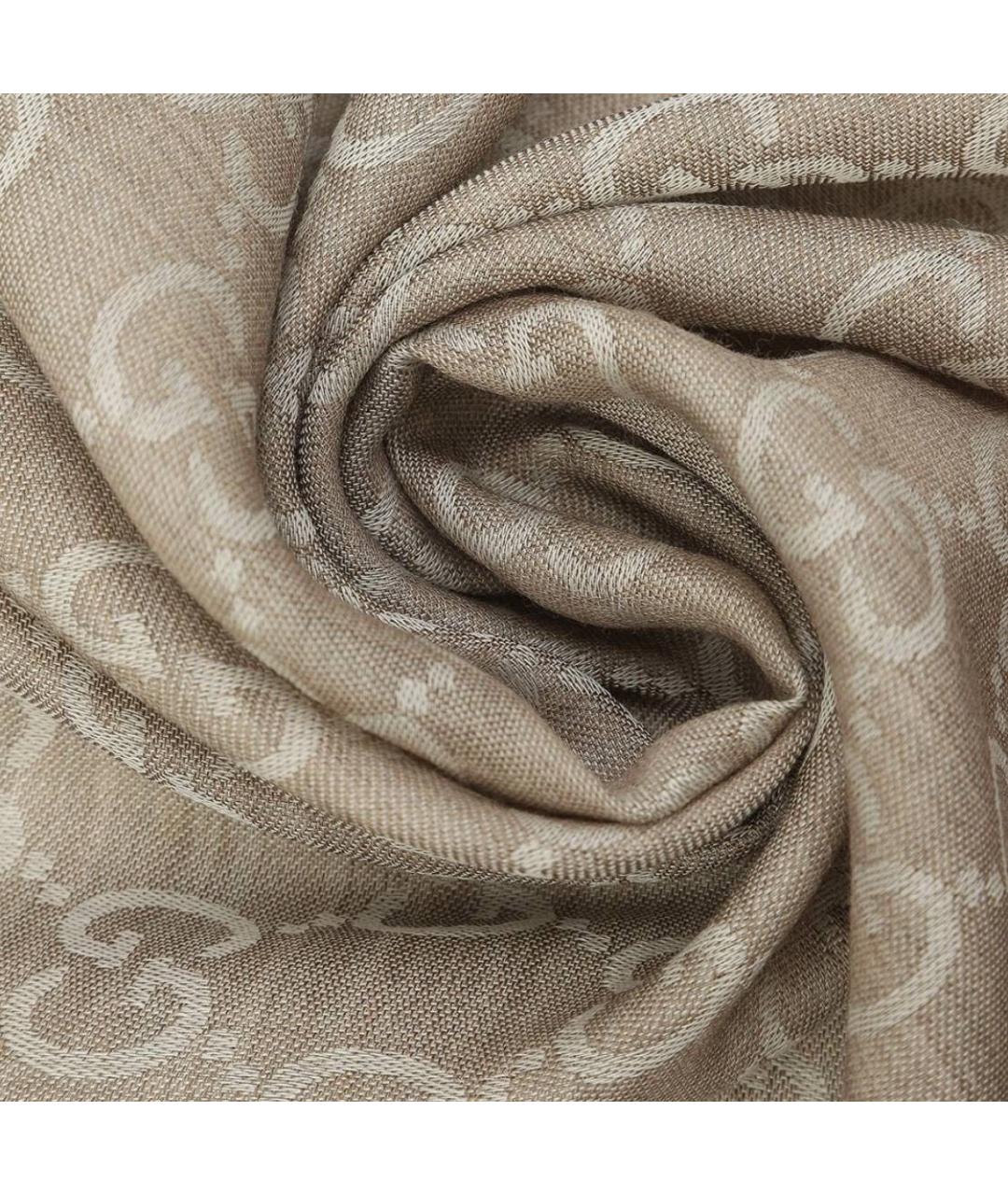 GUCCI Бежевый шерстяной шарф, фото 3