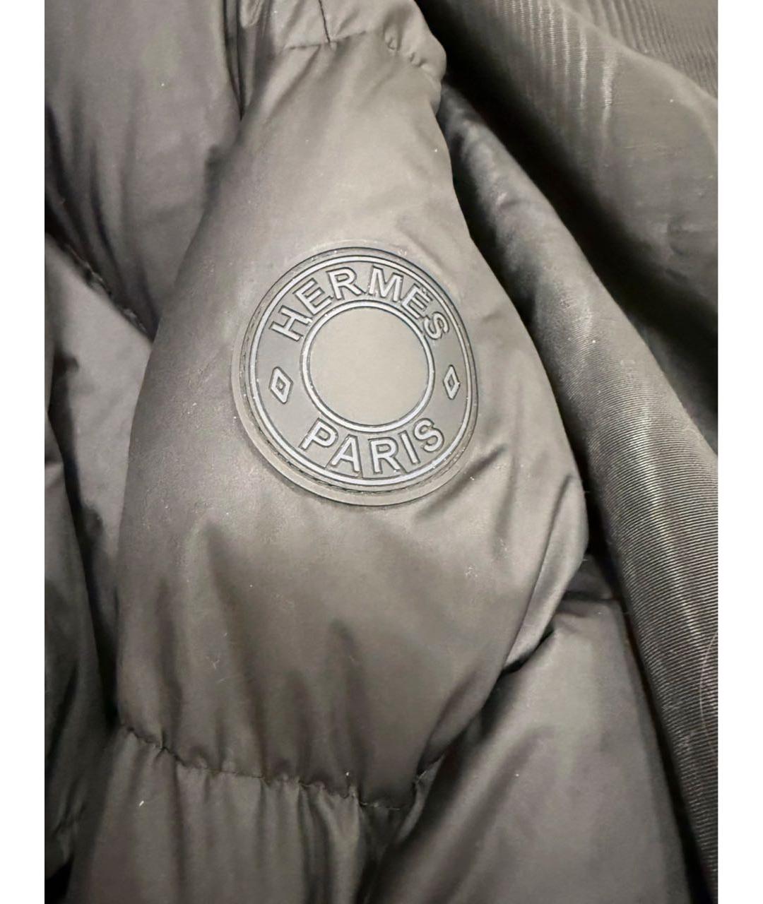 HERMES Черный полиэстеровый пуховик, фото 5
