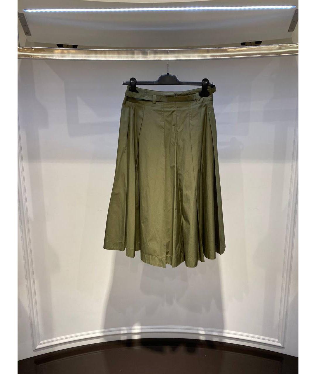 LORO PIANA Хаки хлопковая юбка миди, фото 2