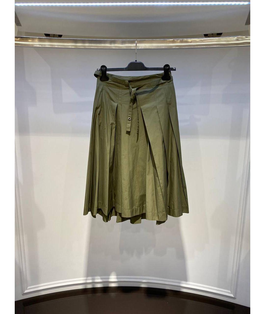 LORO PIANA Хаки хлопковая юбка миди, фото 3