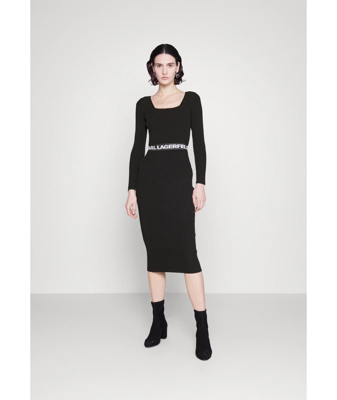 KARL LAGERFELD Черное хлопковое повседневное платье, фото 2