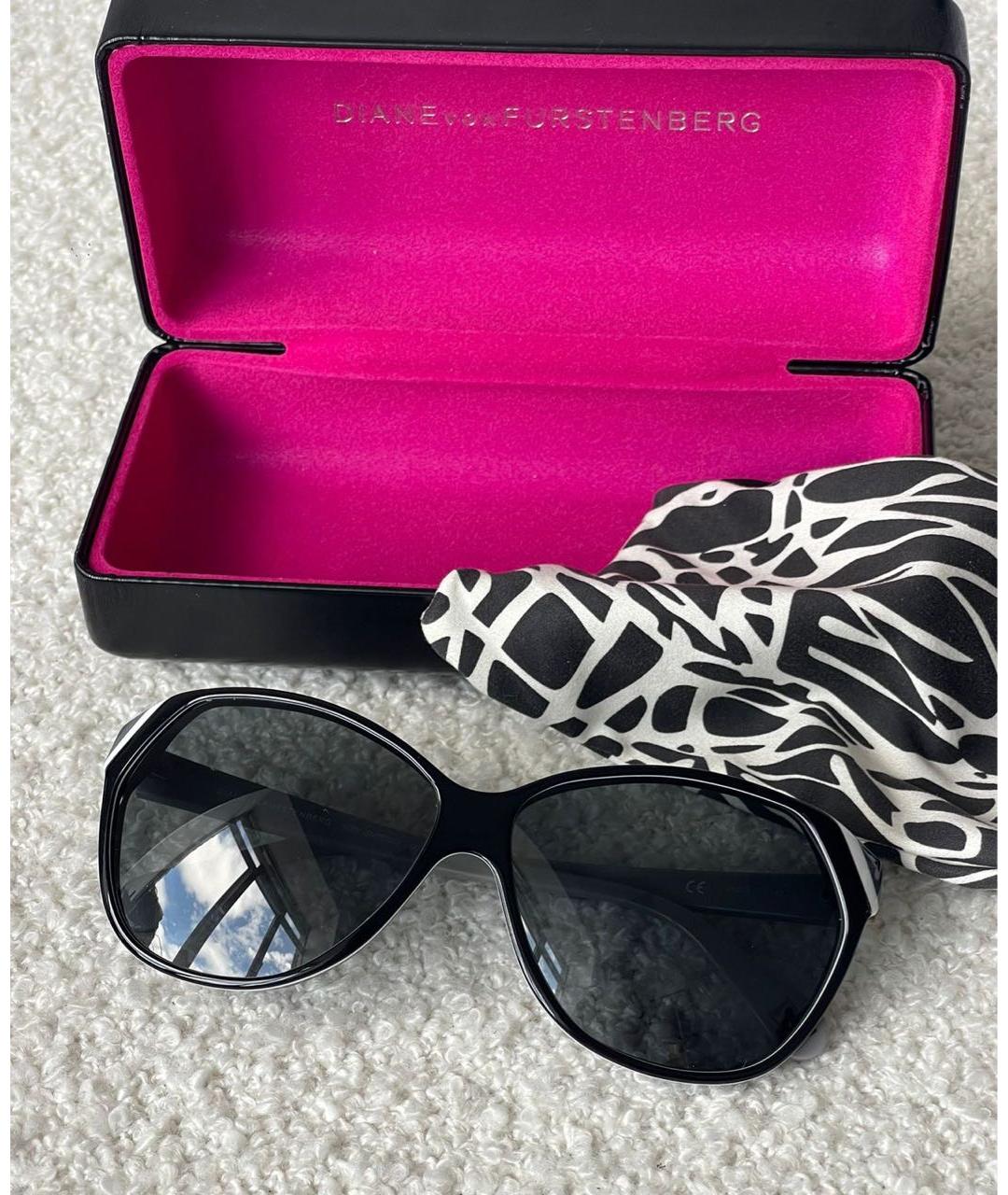 DIANE VON FURSTENBERG Черные пластиковые солнцезащитные очки, фото 2