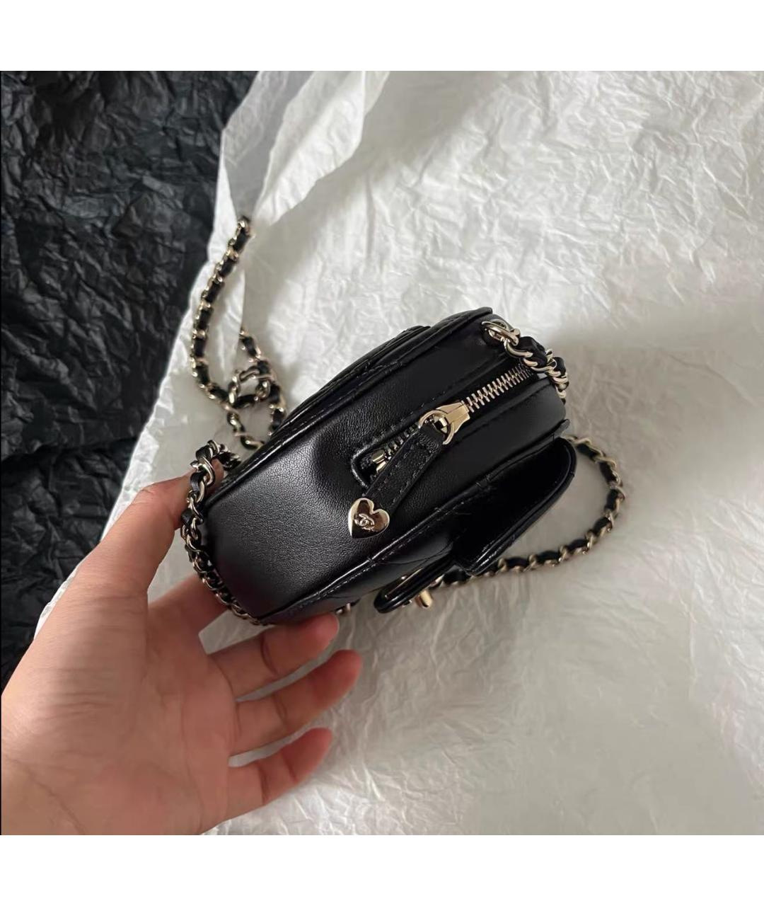 CHANEL Черная кожаная сумка через плечо, фото 5