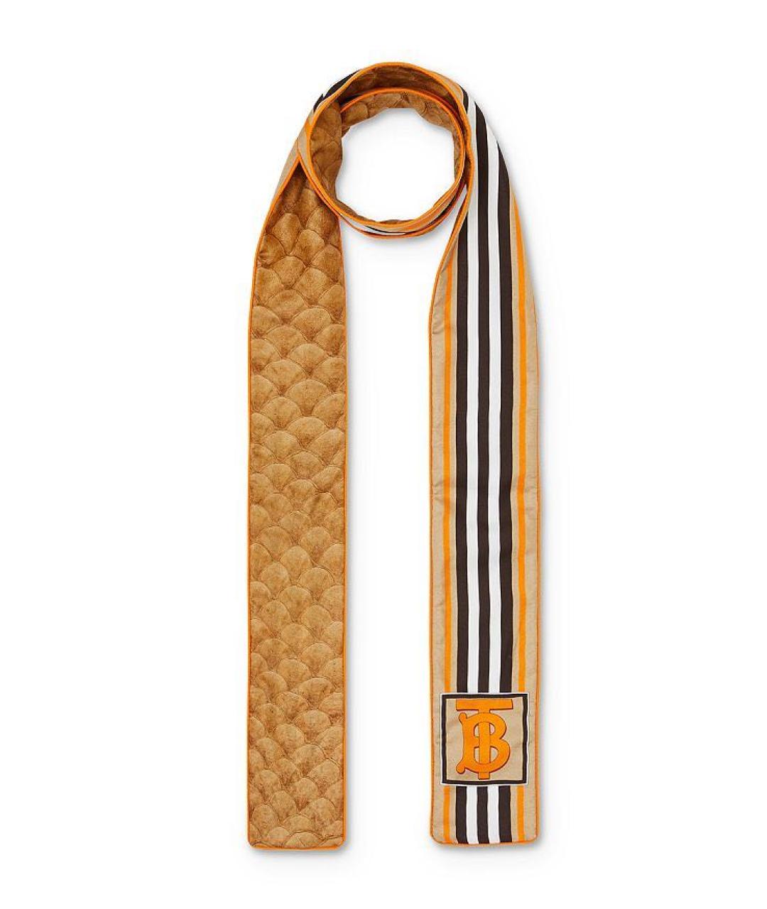 BURBERRY Коричневый шелковый шарф, фото 7