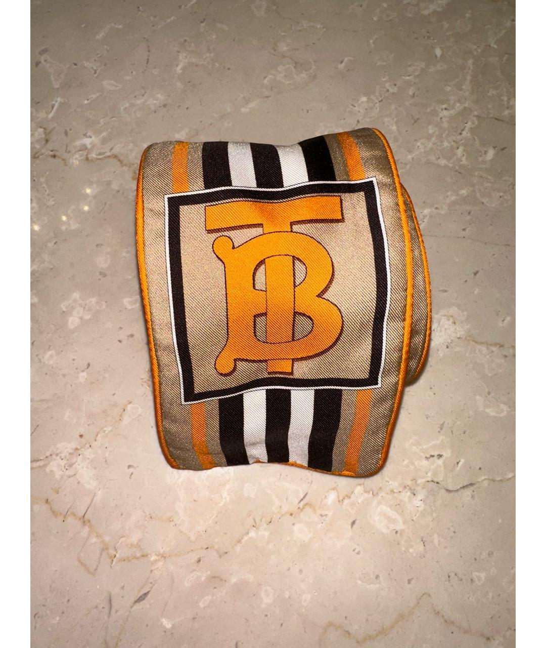 BURBERRY Коричневый шелковый шарф, фото 5