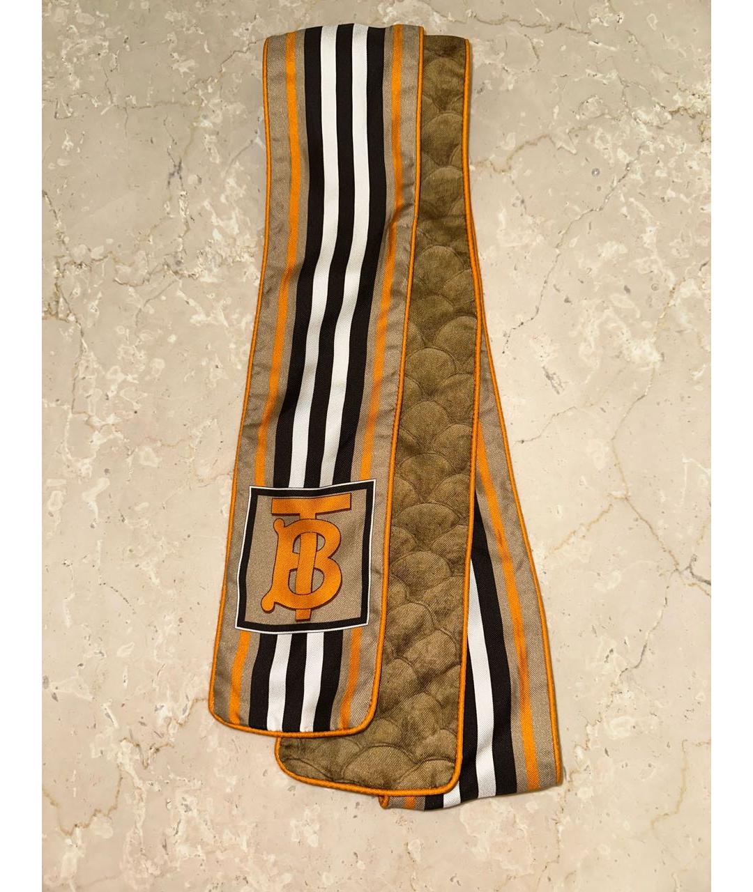 BURBERRY Коричневый шелковый шарф, фото 2