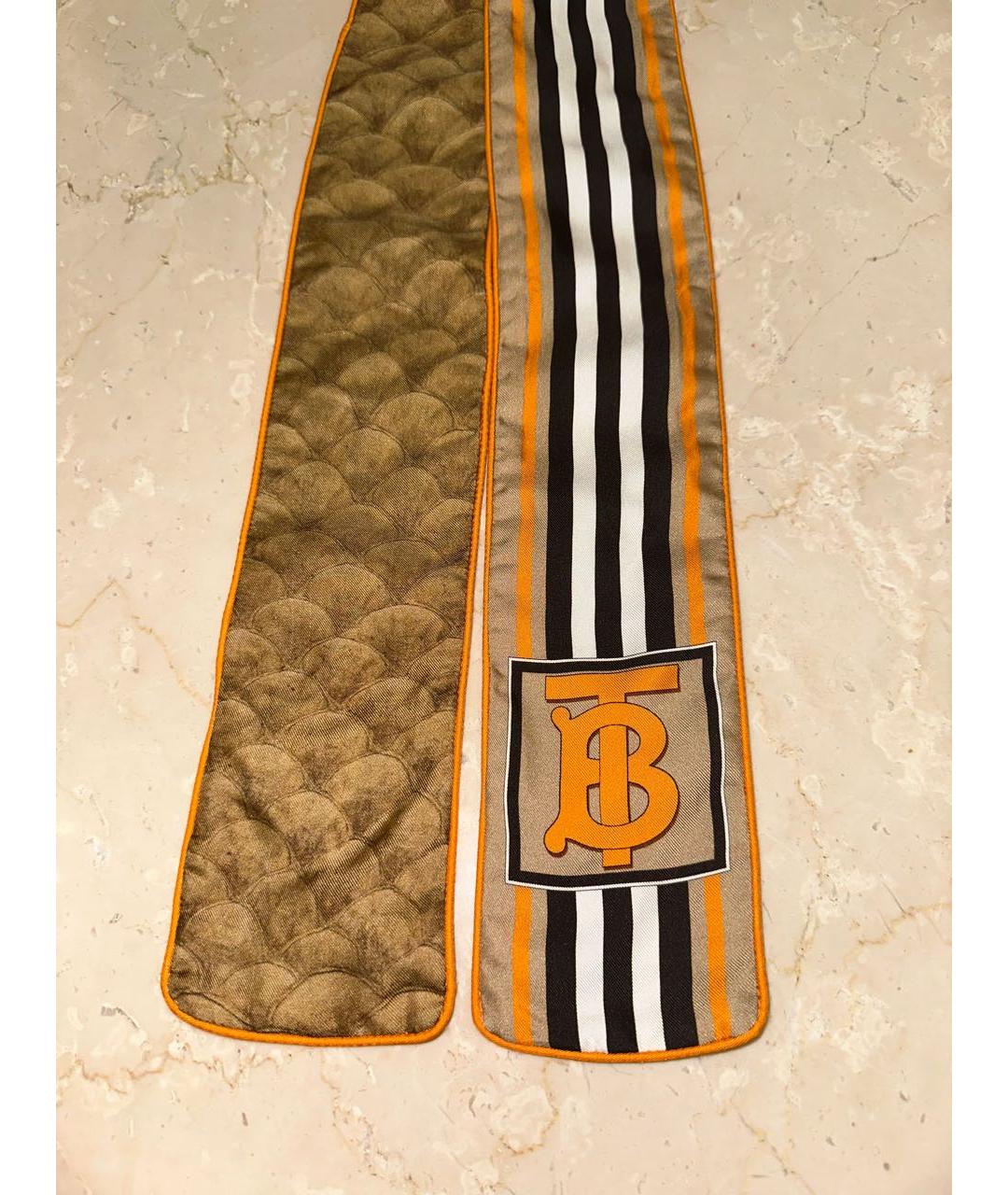 BURBERRY Коричневый шелковый шарф, фото 3