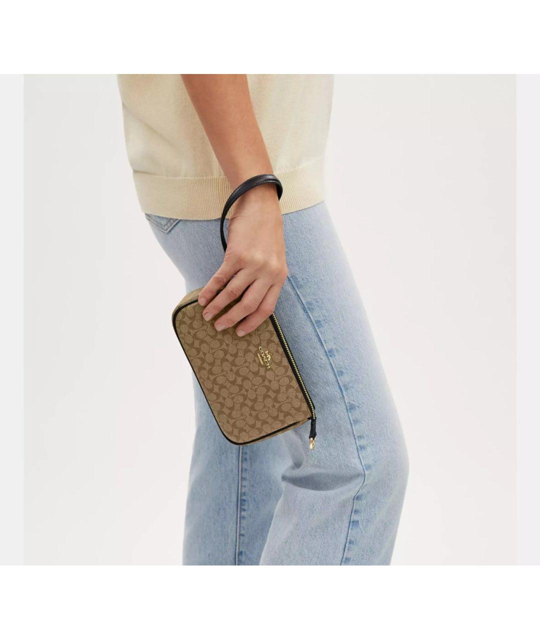 COACH Коричневая кожаная сумка через плечо, фото 2