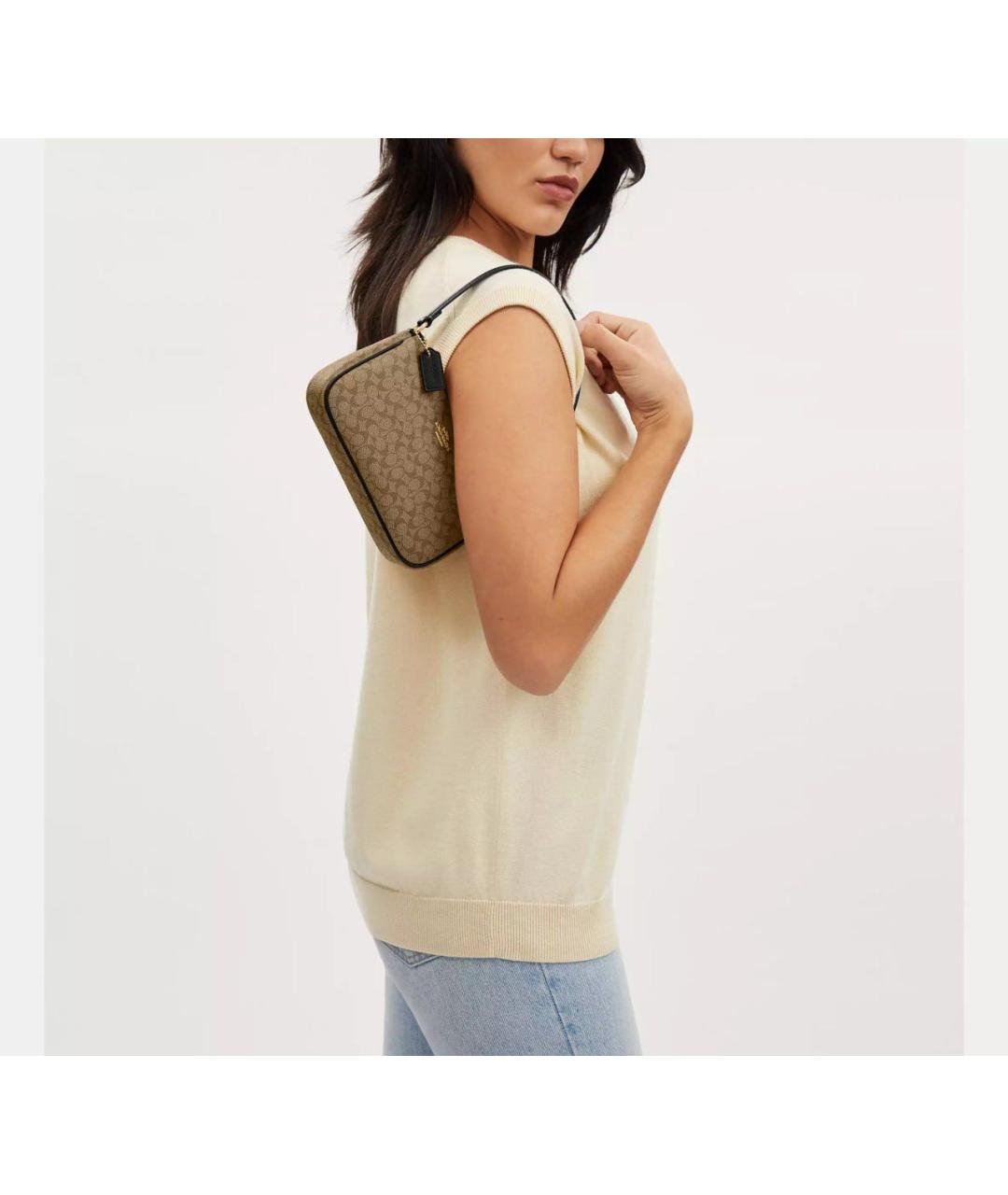 COACH Коричневая кожаная сумка через плечо, фото 3