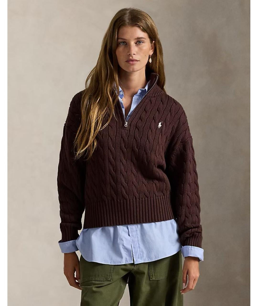 POLO RALPH LAUREN Коричневый хлопковый джемпер / свитер, фото 2