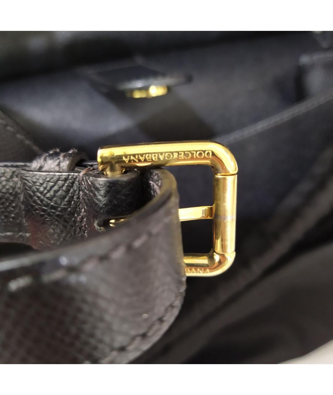 DOLCE&GABBANA Черная кожаная сумка с короткими ручками, фото 9