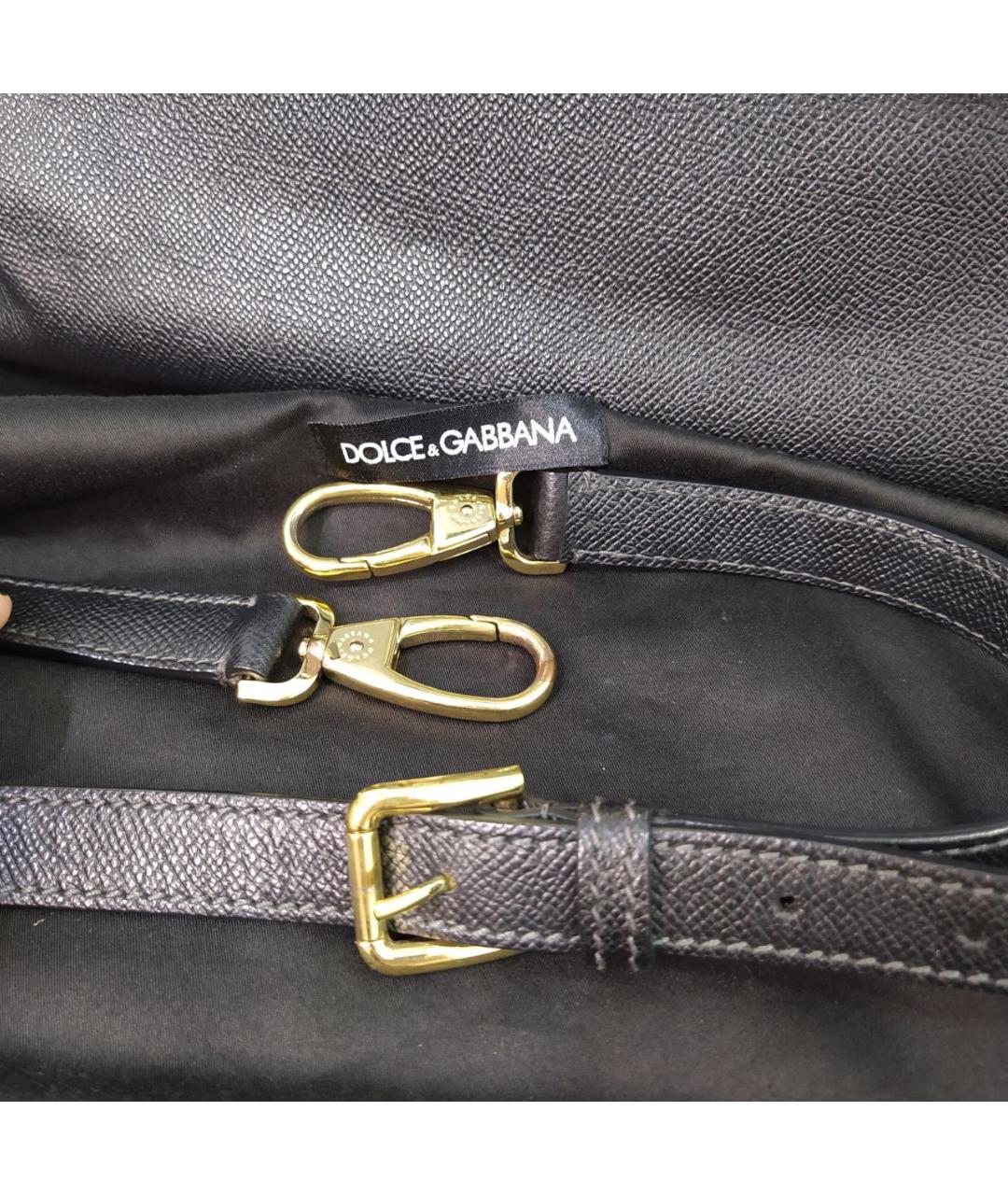 DOLCE&GABBANA Черная кожаная сумка с короткими ручками, фото 6