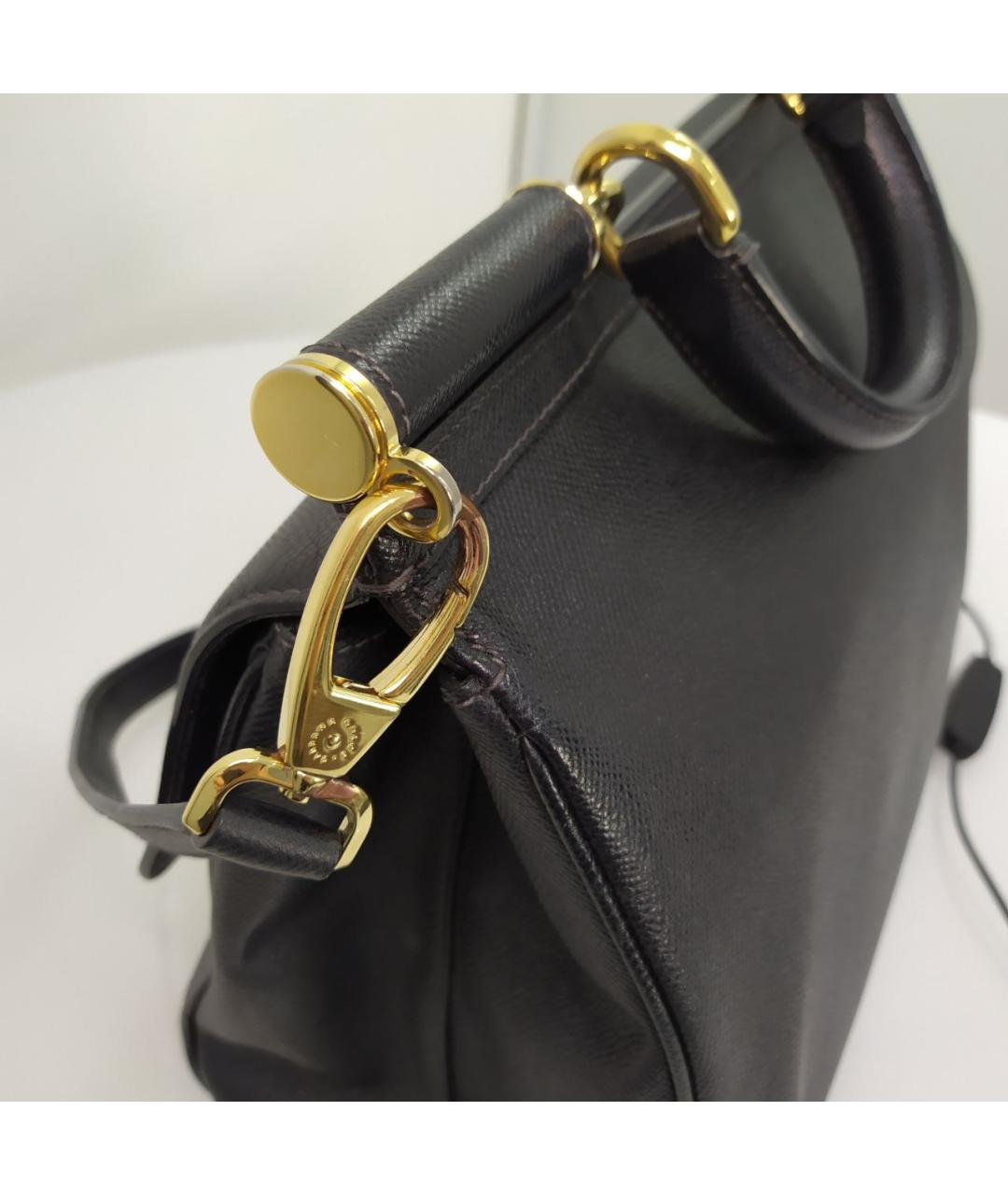 DOLCE&GABBANA Черная кожаная сумка с короткими ручками, фото 2