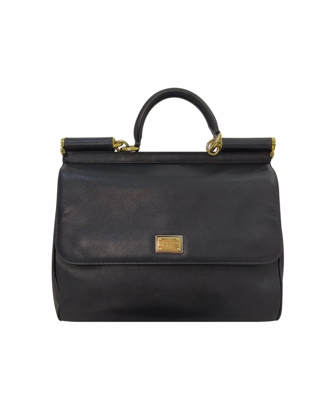 DOLCE&GABBANA Черная кожаная сумка с короткими ручками, фото 1