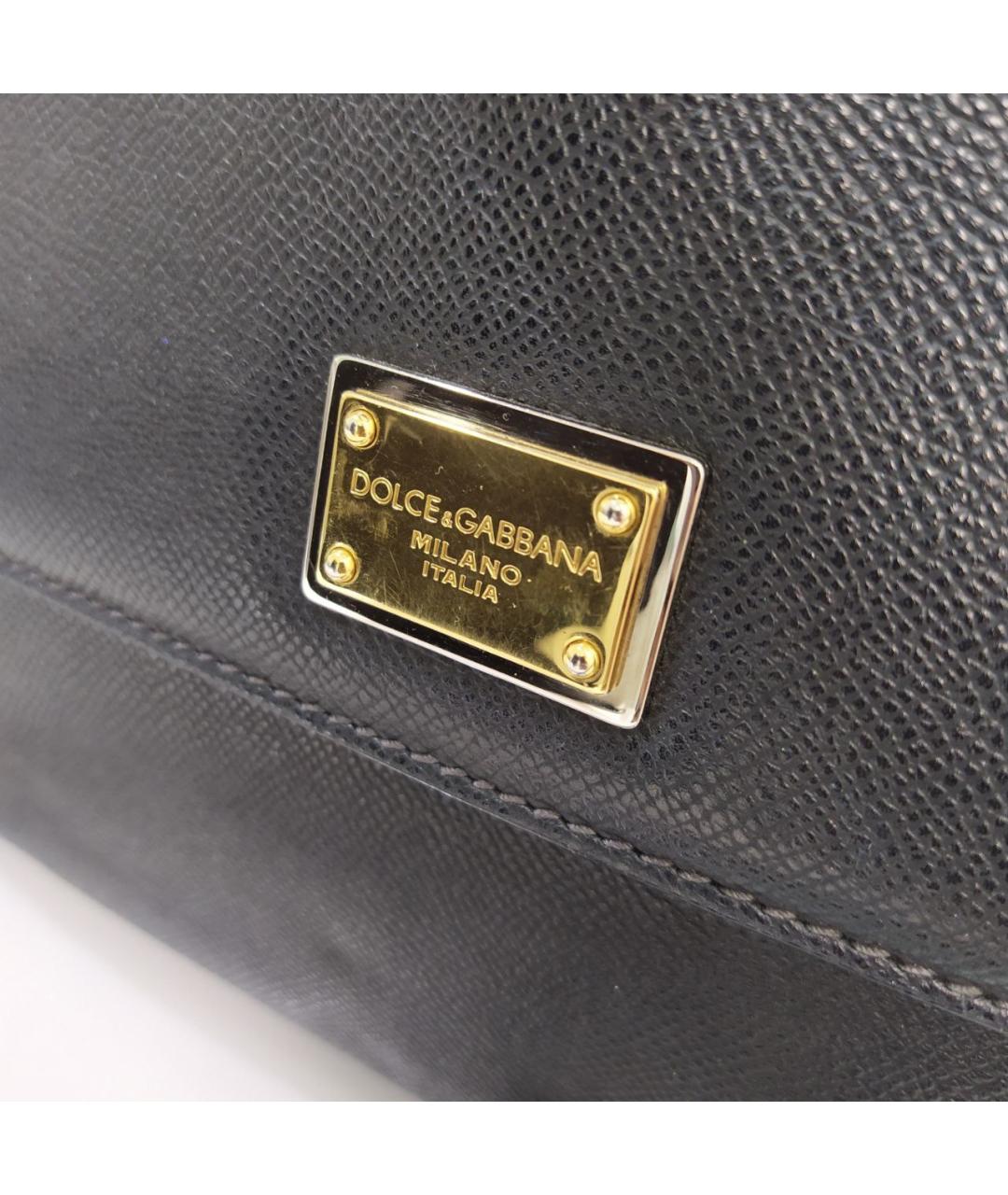 DOLCE&GABBANA Черная кожаная сумка с короткими ручками, фото 7