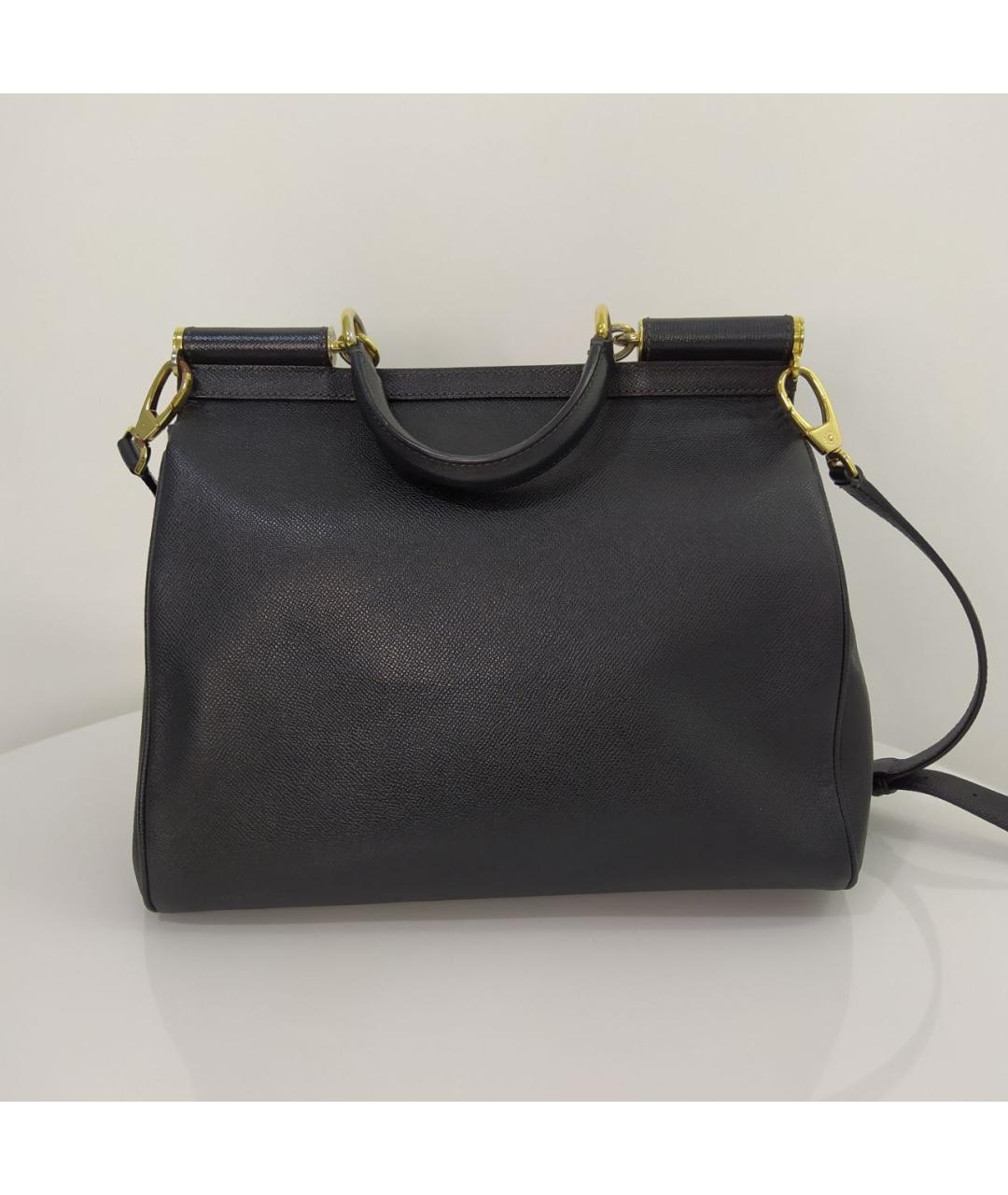 DOLCE&GABBANA Черная кожаная сумка с короткими ручками, фото 3