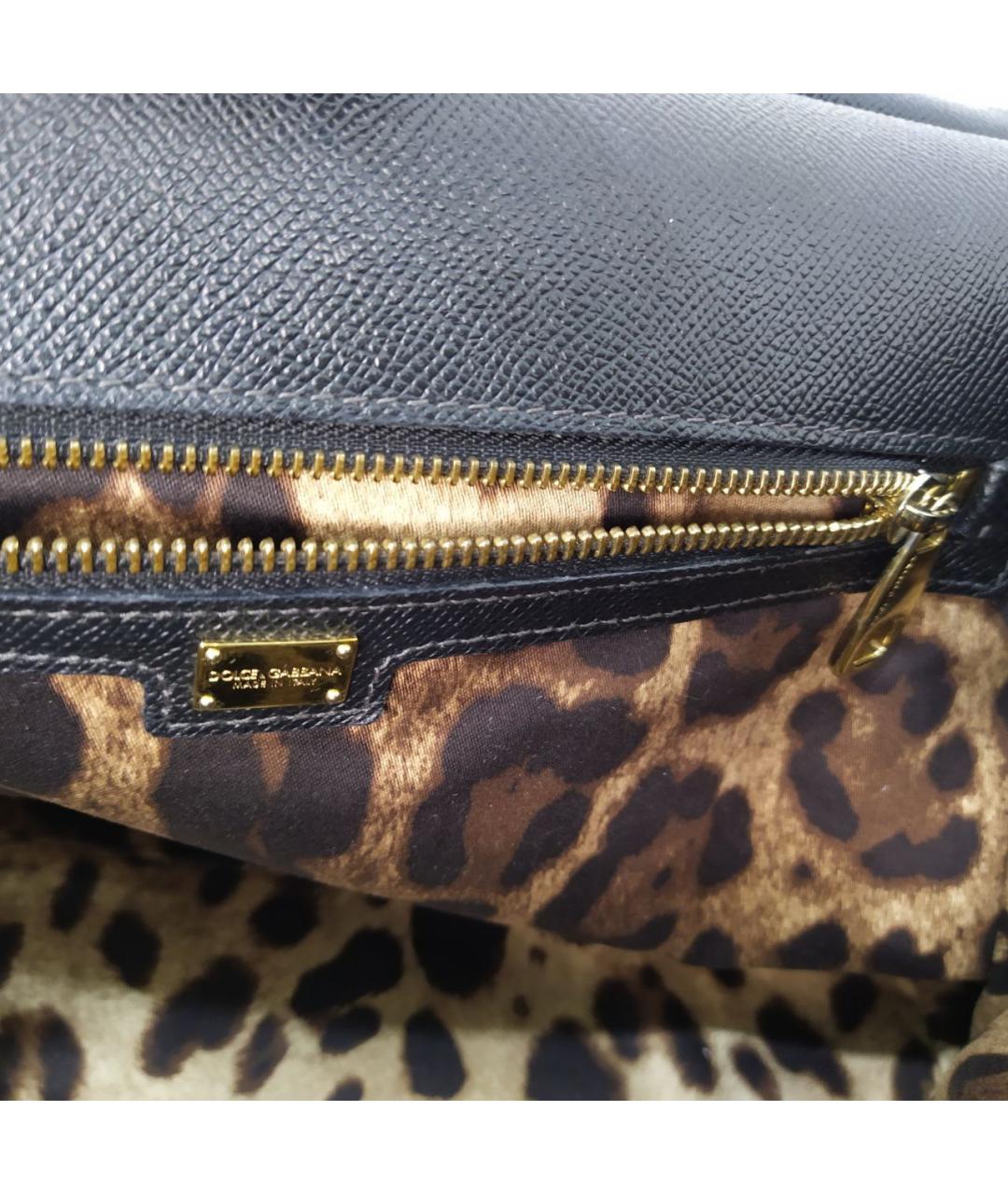 DOLCE&GABBANA Черная кожаная сумка с короткими ручками, фото 4