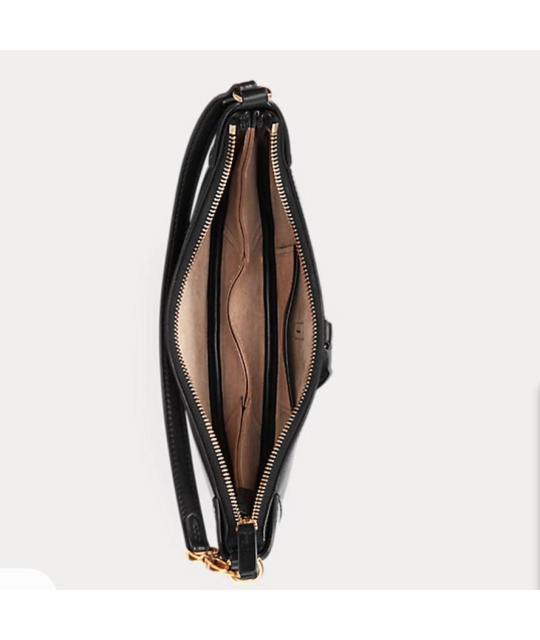 POLO RALPH LAUREN Черная кожаная сумка с короткими ручками, фото 4