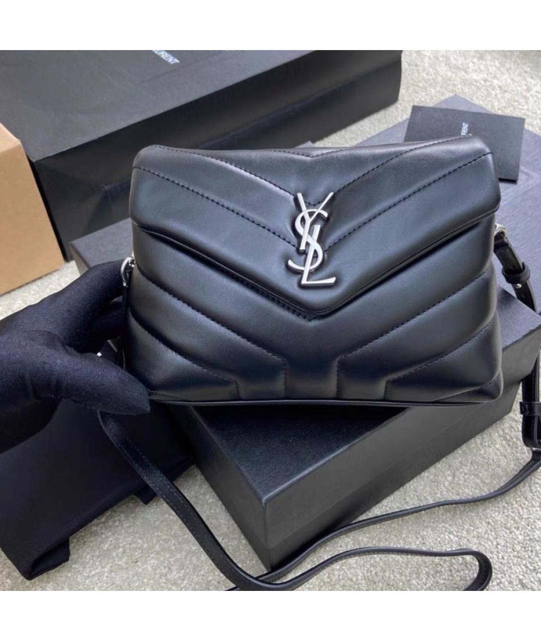 SAINT LAURENT Черная кожаная сумка через плечо, фото 2
