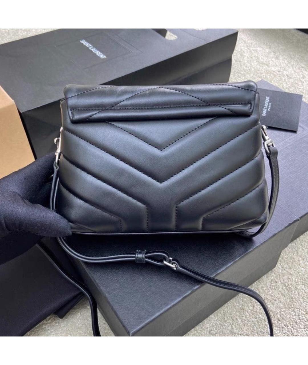 SAINT LAURENT Черная кожаная сумка через плечо, фото 3