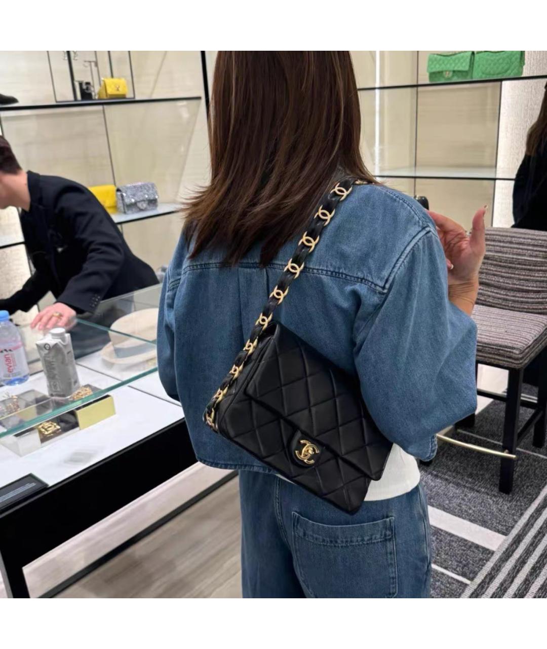 CHANEL Черная кожаная сумка через плечо, фото 8