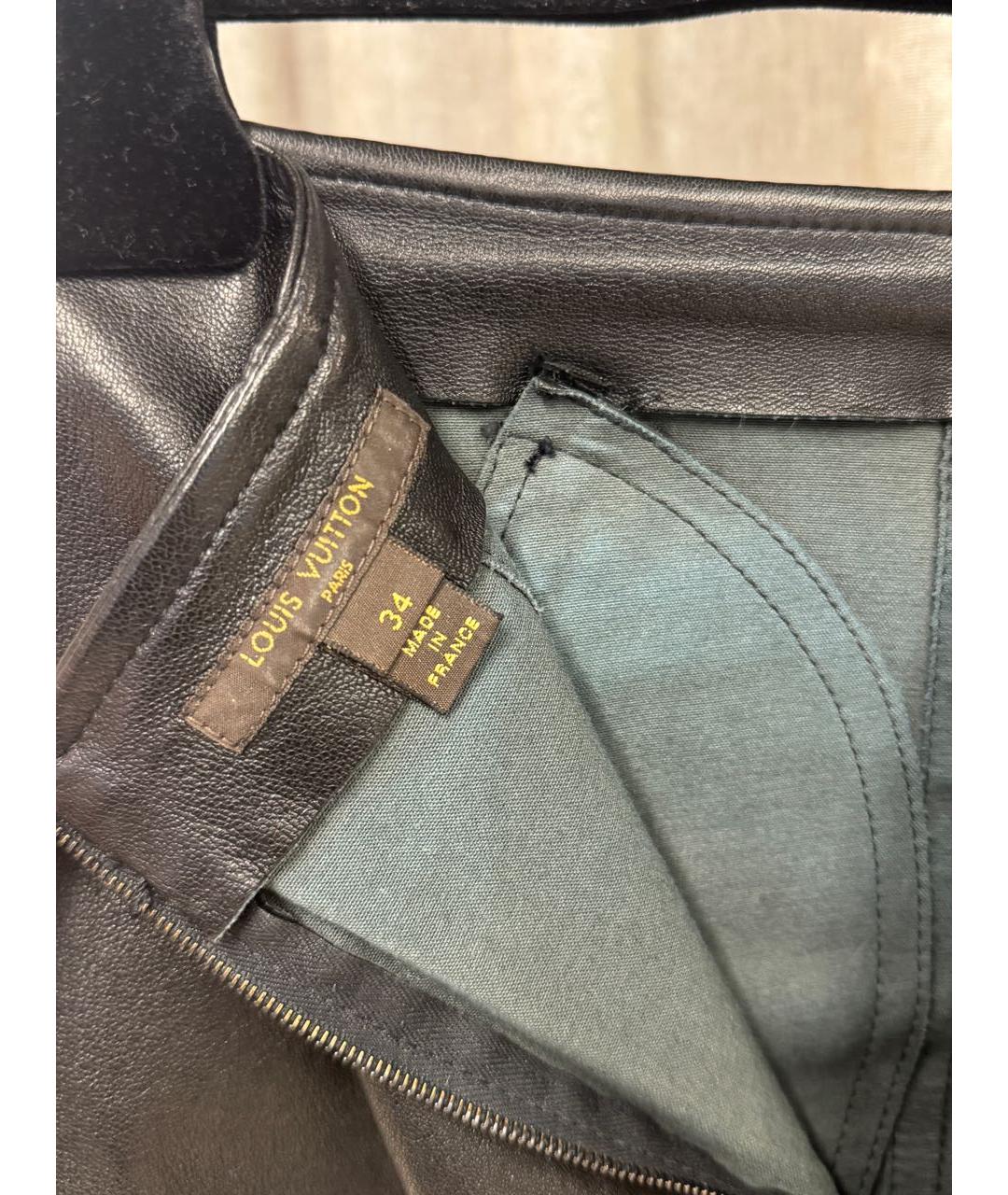 LOUIS VUITTON Черная кожаная юбка миди, фото 3