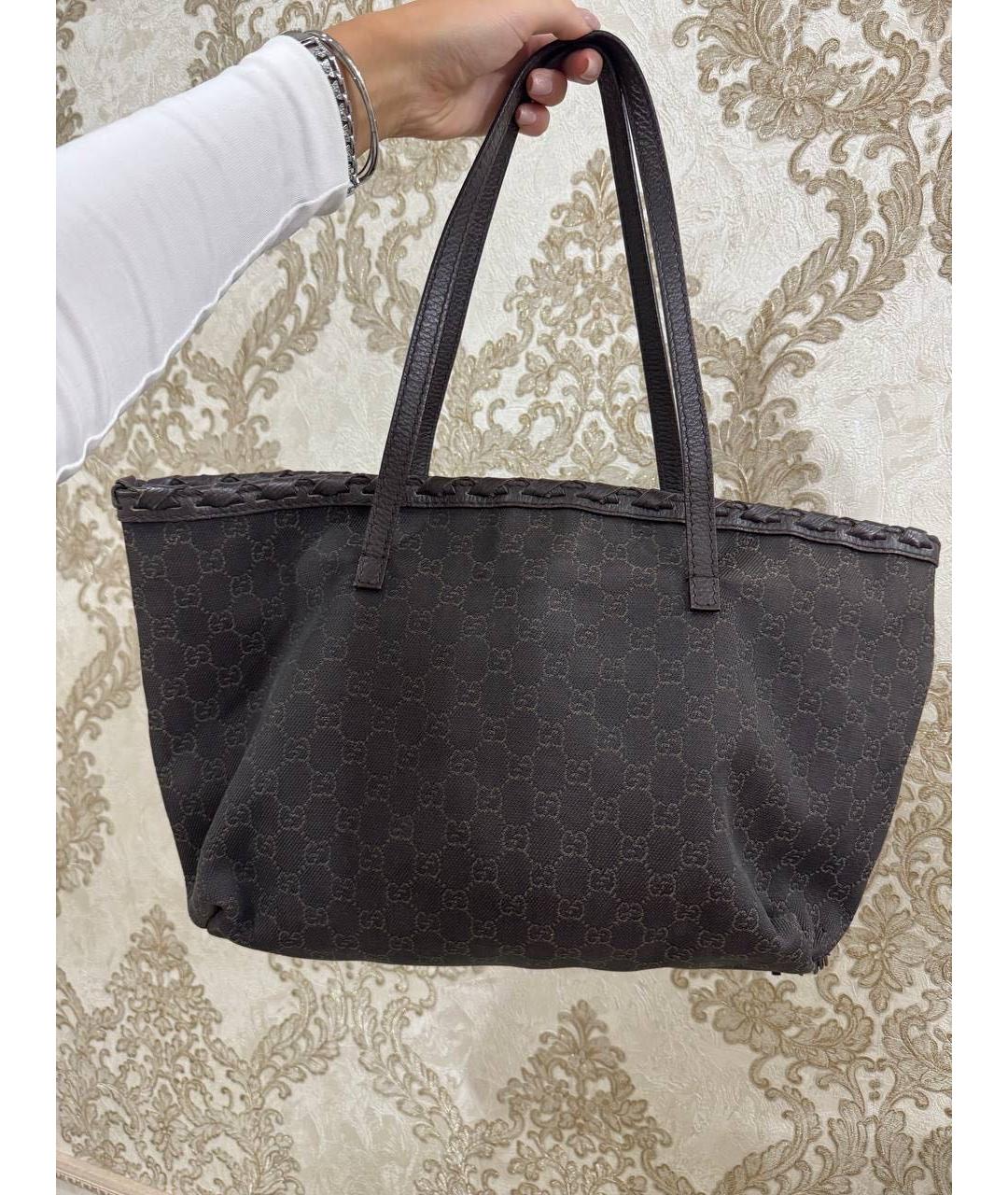 GUCCI Черная тканевая сумка тоут, фото 3