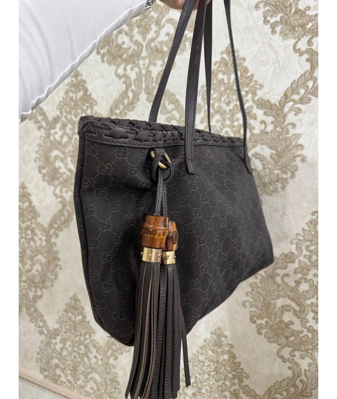 GUCCI Черная тканевая сумка тоут, фото 2