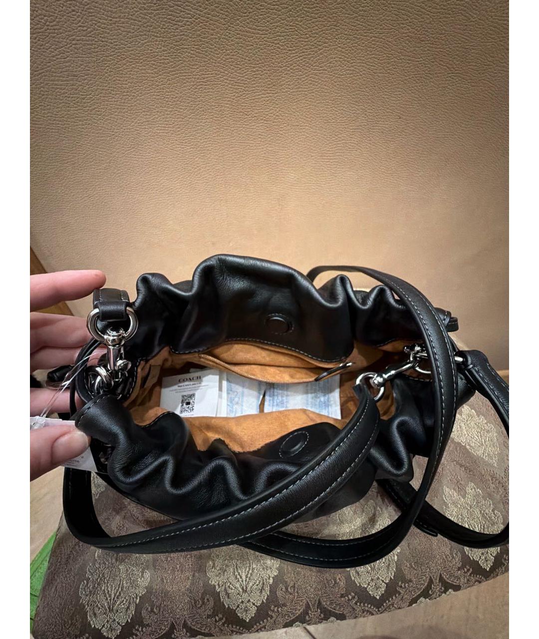 COACH Черная кожаная сумка через плечо, фото 4