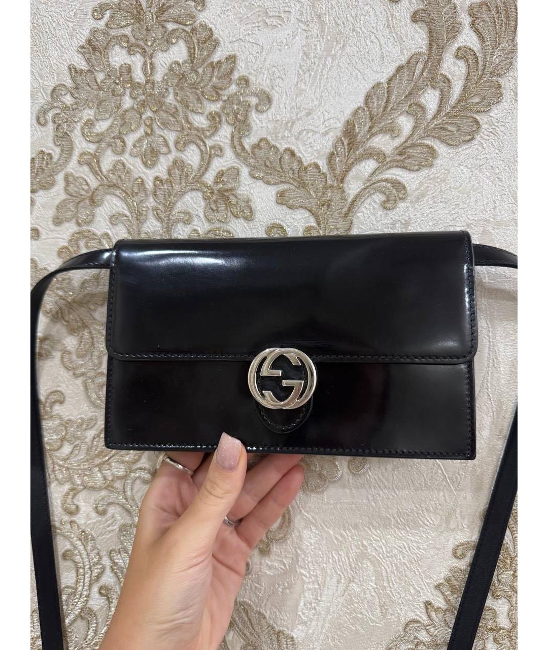GUCCI Черная сумка через плечо из лакированной кожи, фото 6