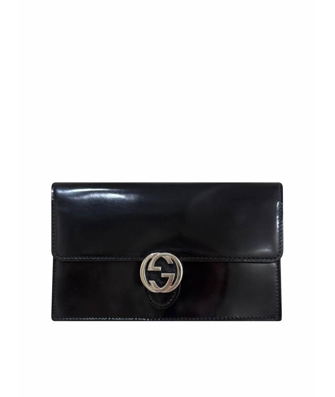 GUCCI Черная сумка через плечо из лакированной кожи, фото 1