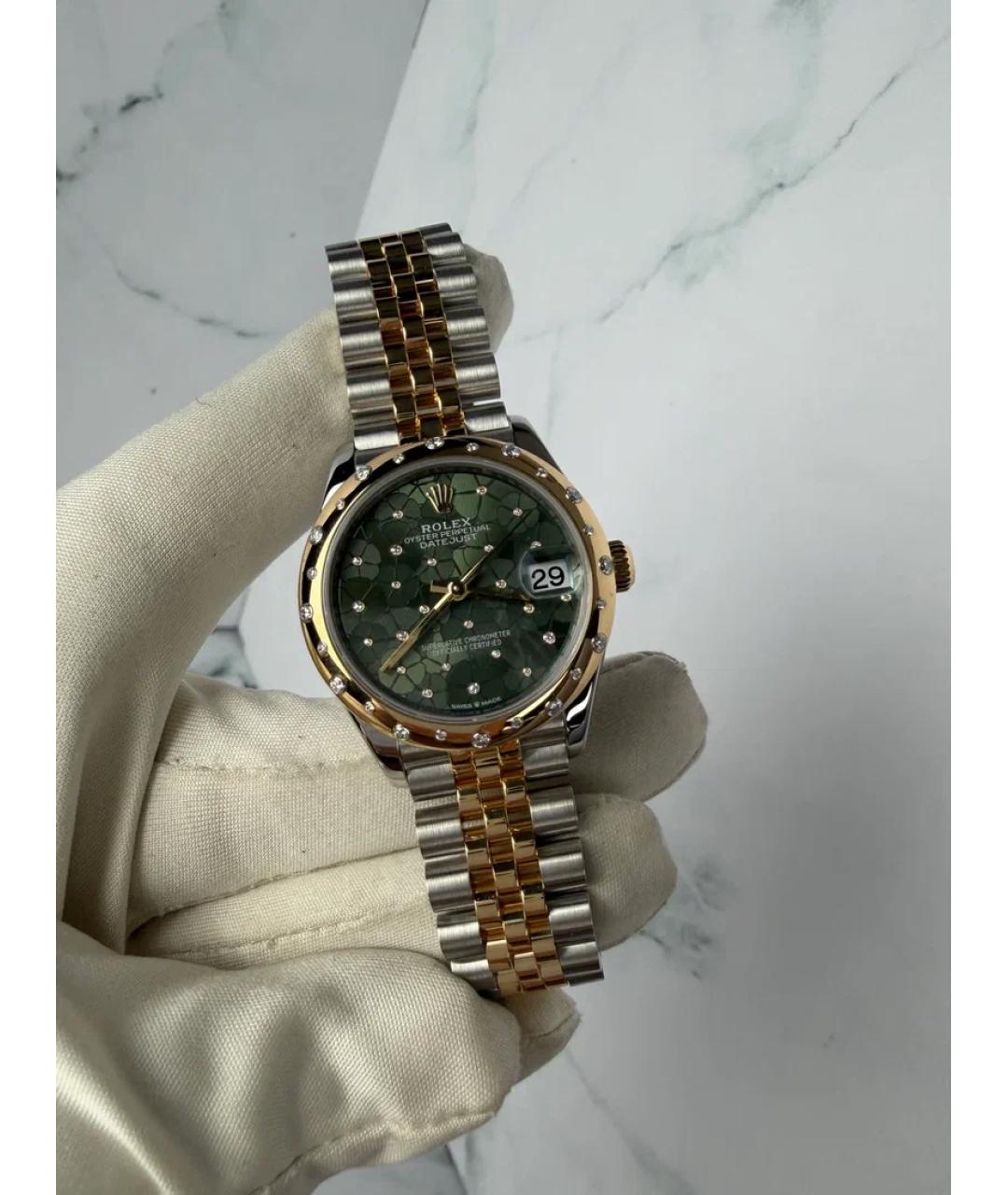 ROLEX Зеленые часы из желтого золота, фото 2