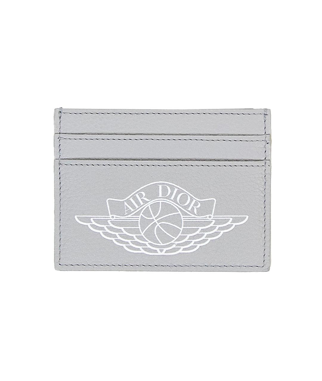 CHRISTIAN DIOR Серый кожаный кардхолдер, фото 1