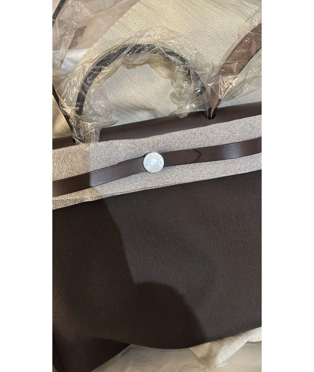 HERMES Коричневая хлопковая сумка тоут, фото 3