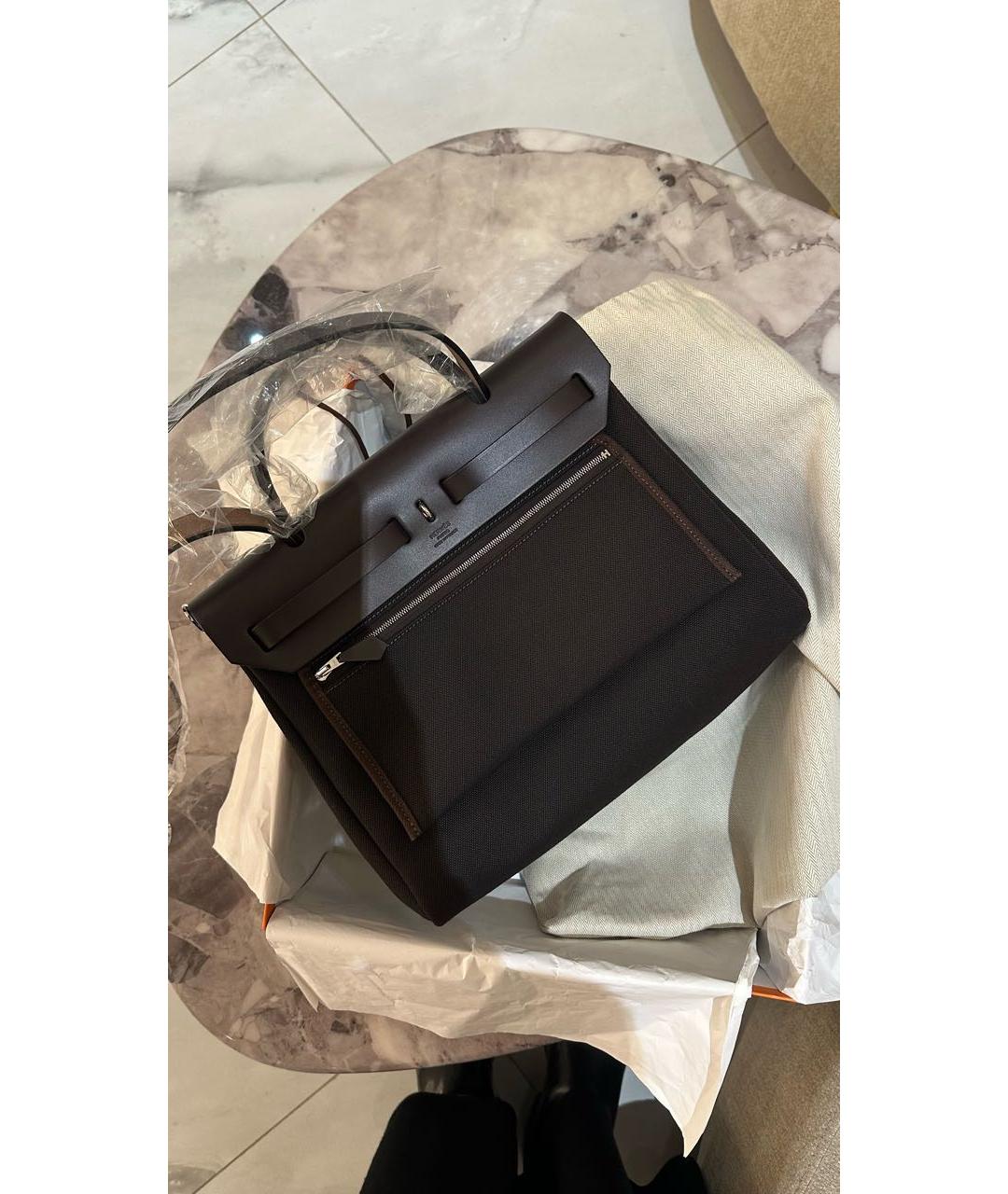 HERMES Коричневая хлопковая сумка тоут, фото 4