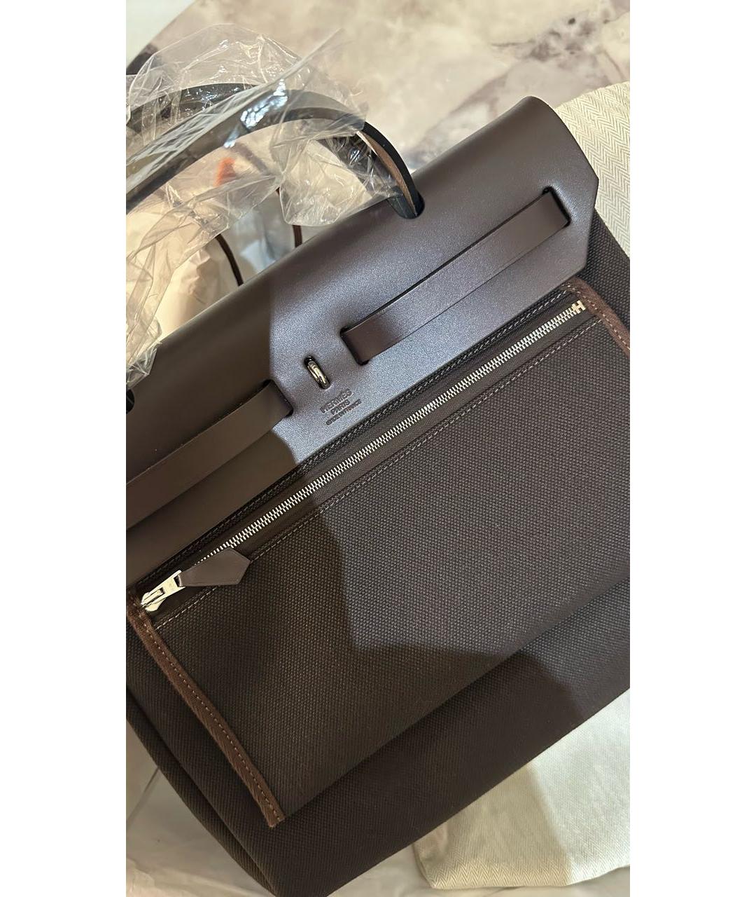 HERMES Коричневая хлопковая сумка тоут, фото 2