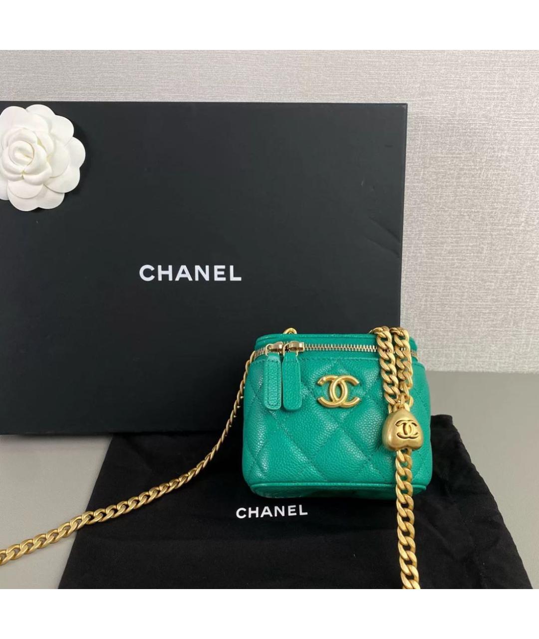 CHANEL Зеленая кожаная сумка через плечо, фото 6