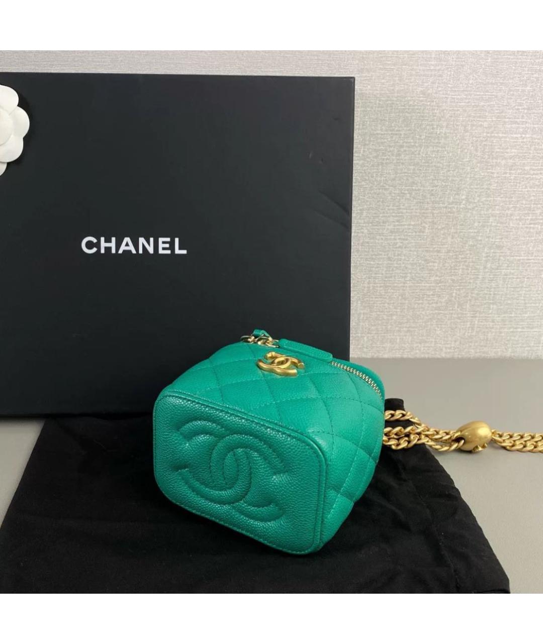 CHANEL Зеленая кожаная сумка через плечо, фото 5